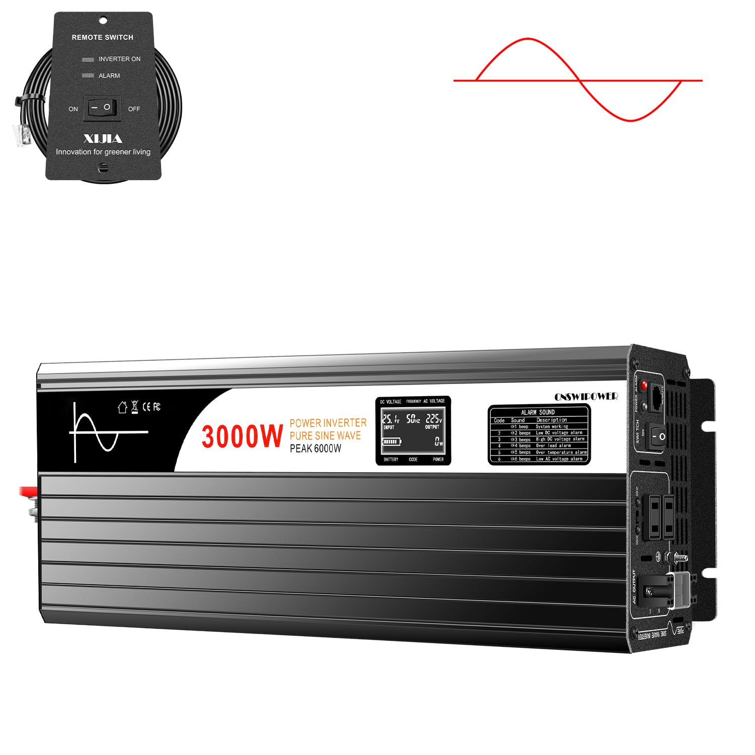 3000 W 48V DC / 100V AC インバーター Amazon | 3000W純正弦波 インバーター DC 48VをAC 100V変換器 瞬間最大